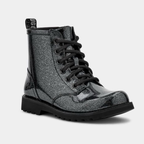 UGG Ryann Boot for Kids - Black Glittery Patent Girls Boots, US 4 🖤💛 - Picture 3 of 8